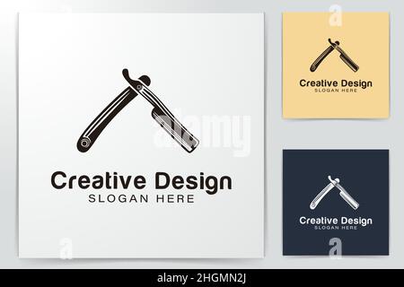 Lame de rasoir ancienne. Idées de logo de barbershop. Logo inspiration. Illustration Du Vecteur De Modèle. Isolé Sur Fond Blanc Illustration de Vecteur