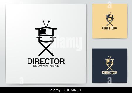 Banc de directeur. Idées de logo de réalisateur de cinéma. Logo inspiration. Illustration Du Vecteur De Modèle. Isolé Sur Fond Blanc Illustration de Vecteur