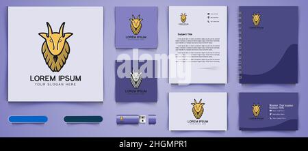 Modèle de logo de chèvre et de marque d'entreprise modèles inspiration isolé sur fond blanc Illustration de Vecteur