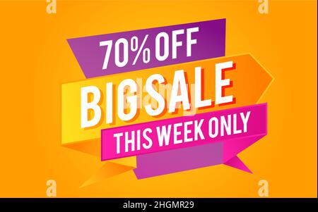 Grande promotion de vente bannière -70 off dans vecteur à des fins d'affaires Illustration de Vecteur