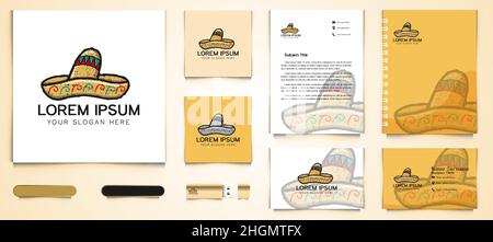 Chapeau mexicain pour le logo tacos et le modèle de marque d'entreprise dessins inspiration isolé sur fond blanc Illustration de Vecteur