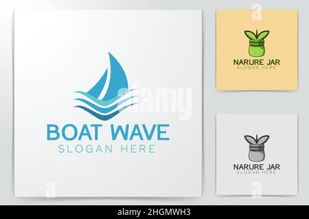 Croisière, bateau, navire, dessins de logos Inspiration maritime isolé sur fond blanc Illustration de Vecteur