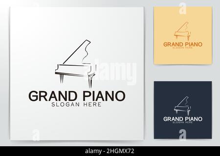 Piano ligne mono, encore de dessins de logos Inspiration isolé sur fond blanc Illustration de Vecteur