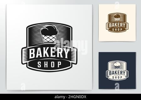 Badge vintage bakery shop dessins de logos Inspiration isolé sur fond blanc Illustration de Vecteur