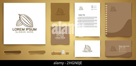 Cacao bean, mono-ligne logo business marque package template Designs inspiration Isolated on White Background Illustration de Vecteur
