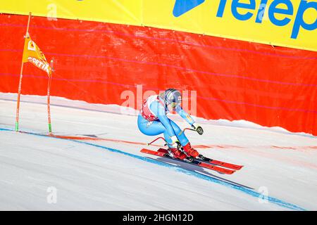 Olympia Slope, Cortina d'Ampezzo, Italie, 22 janvier 2022,GOGGGIA Sofia (ITA) en action lors de la coupe du monde de ski 2022 FIS - Women's Down Hill - course de ski alpin Banque D'Images