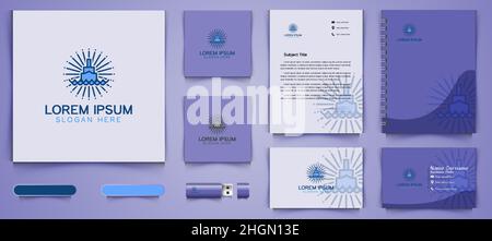 Modèle de package de marque de bateau et de vague de logo d'entreprise modèles inspiration isolé sur fond blanc Illustration de Vecteur