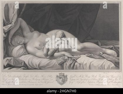 Dormir Vénus avec Cupidon sur son tour 1783 Quirin Mark.Dormir Vénus avec Cupidon sur ses genoux.Quirin Mark (autrichien, Littau 1753–1811 Vienne).1783. Gravure.Imprime Banque D'Images