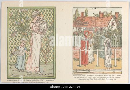 Valentin 1882 Kate Greenaway.Saint-Valentin.Kate Greenaway (Grande-Bretagne, Londres 1846–1901 Londres).1882. papier beige, chromolithographie Banque D'Images