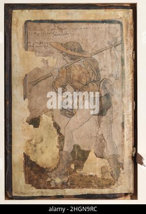 Une paysanne se rendant sur le marché 1470–1480 Anonyme, Italien, 15th siècle Voir commentaire pour 48.139.1.Une paysanne qui va au marché.Anonyme, italien, 15th siècle.1470–1480.Gravure avec coloriage à la main et ajouts de manuscrit tout au long, collé à l'intérieur de la couverture d'un livre médical.Imprime Banque D'Images