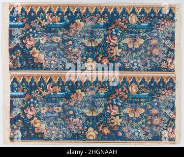 Feuille à deux bordures avec dentelle au-dessus des couronnes florales et des papillons fin 18th–mi-19th siècle Anonyme.Feuille à deux bordures avec dentelle sur des couronnes fleuries et des papillons.Anonyme , Italien, fin 18th-mi-19th siècle. Fin 18th–mi-19th siècle.Relief imprimé (bois ou métal).Imprime Banque D'Images