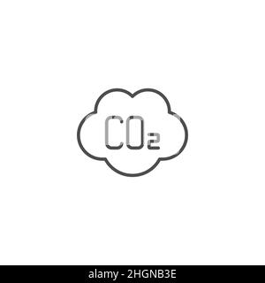 CO2 icône de la ligne de nuage. Signe de style linéaire pour le concept mobile et la conception web.Icône de vecteur de nuage de dioxyde de carbone.Symbole de réchauffement climatique, logo illust Illustration de Vecteur