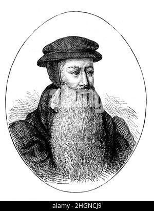 Illustration en noir et blanc ; Portrait de John KNOX, ministre écossais, théologien et écrivain qui était un chef de la réforme du pays Banque D'Images