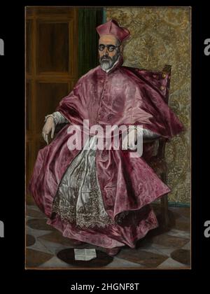 Cardinal Fernando Niño de Guevara (1541-1609) ca.1600 El Greco (Domenikos Theotokopoulos) grec ce portrait intense représente Fernando Niño de Guevara (1541-1609), qui en 1596 a été nommé cardinal et est habillé comme tel ici.En 1599, il devient l'Inquisiteur général de l'Espagne, mais il démissionne en 1602 pour servir le reste de sa vie comme Archevêque de Séville.La peinture date probablement du printemps 1600, lorsque le cardinal était à Tolède avec Philippe III et des membres du tribunal de Madrid.El Greco avait vécu à Venise et au Palais Farnese à Rome, où les portraits de Titien (comme ceux des Farnese) Banque D'Images