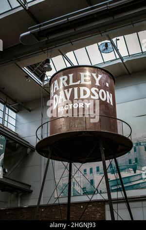 Harley Davidson Water Tower à l'intérieur de l'usine Harley-Davidson à Francfort, en Allemagne Banque D'Images