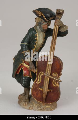 Statuette appartenant à un orchestre de singes ca.1745 Italien cette statuette appartient à un orchestre de singes (1977.216.20–.33).Statuette appartenant à un orchestre de singes.Italien1745. Albâtre.Sculpture miniature Banque D'Images