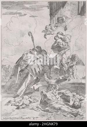Trois saints luchois STS Nicholas Tolentino, Nicholas de Bari intercède avec la Vierge pour les victimes de la peste ca.1630–31 Pietro Testa Italien.Trois saints luchois STS Nicholas Tolentino, Nicholas de Bari intercède avec la Vierge pour les victimes de la peste.Pietro Testa (italien, Lucques 1612–1650 Rome). Env.1630–31.Gravure.Giovanni Giacomo de Rossi (italien, Rome 1627–1691 Rome).Imprime Banque D'Images