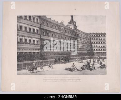 Un combat de taureaux sur la Plaza Mayor, Madrid, le 22 1833 juin en présence d'Isabel II 1833 Henri-Pierre-Léon-Pharmamond Blanchard.Un taureau dans la Plaza Mayor, Madrid, le 22 1833 juin en présence d'Isabel IIJosé de Madrazo (espagnol, Santander 1781–1859 Madrid).1833. Lithographie.Real Estamecimiento Litográfico, Madrid (1824-1830s).Imprime Banque D'Images