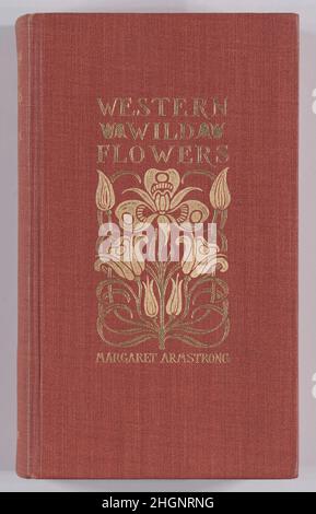 Field Book of Western Wild Flowers, avec cinq cents illustrations en noir et blanc,Et quarante-huit plaques de couleur tirées de la nature par l'auteur 1915 Margaret Neilson Armstrong 'non signé Margaret Armstrong reliure design de l'or stylisé fleurs sauvages sur rouge maroc cuir grainé tissus flexibles avec des bords pigmentés orange.Comprend 500 illustrations en noir et blanc et 48 illustrations en couleur de Miss Armstrong.Conçu, recherché, écrit (Thornber a agi comme un auteur consultant) et illustré par Miss Armstrong, le Field Book of Western Wild Flowers a été le premier champ gui Banque D'Images