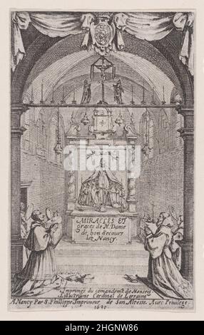 Frontispice, des miracles et des grâces de notre-Dame de bon-secours-les-Nancy (miracles et grâces de notre-Dame-de-bon-secours, Nancy) 1630 Jacques Callot Français.Frontispice, des miracles et des grâces de notre-Dame de bon-secours-les-Nancy (miracles et grâces de notre-Dame-de-bon-secours, Nancy).Des miracles et des grâces de notre-Dame de bon-secours-les-Nancy.Jacques Callot (français, Nancy 1592–1635 Nancy).1630. Décapage.Imprime Banque D'Images