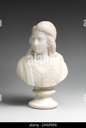 Minnehaha 1868 Edmonia Lewis comme beaucoup de sculpteurs américains du XIXe siècle, Lewis, un artiste de descendance afro-américaine et amérindienne (Anishinaabe/Ojibwe), a travaillé à Rome, en Italie.Son identité multiraciale et son sexe étaient formatifs dans sa sélection de sujets.Entre 1866 et 1872, elle a réalisé une série de sculptures en marbre sur le thème populaire de Hiawatha et Minnehaha, tirées du poème épique de Henry Wadsworth Longfellow The Song of Hiawatha (1855).Ce buste de taille cabinet et son pendentif (2015.287.1) représentent les amoureux des nations autrefois guerriers (Anishinaabe et Banque D'Images