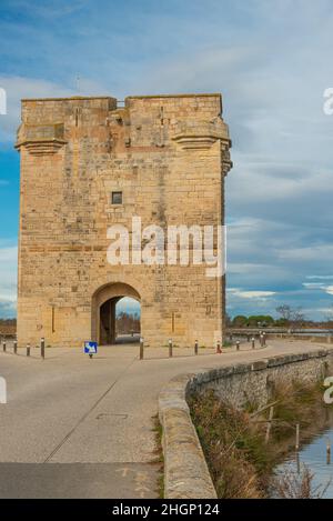 La tour Carbonnière est une tour de guet construite à la fin du XIIIe siècle pour protéger la ville fortifiée d'Aigues-mortes, Arles Banque D'Images