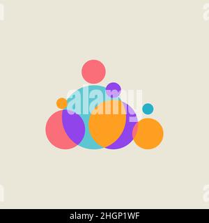 Logo abstrait de la famille.Icône moderne du peuple heureux.Symbole créatif familial.Concept de planification familiale Illustration de Vecteur