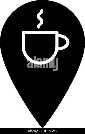 Emplacement du café-restaurant Glyph Icon Vector Illustration de Vecteur