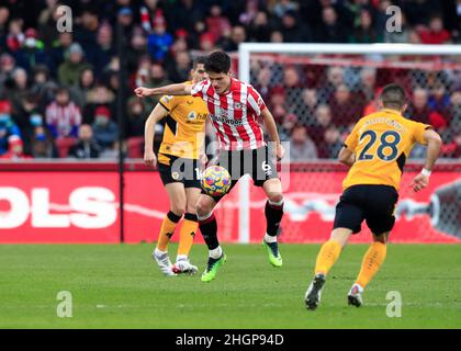 Londres, Royaume-Uni.22nd janvier 2022.22nd janvier 2022 : Stade de la communauté de Brentford, Londres, Angleterre ; Premier League football Brentford versus Wolverhampton Wanderers ; Christian Norgaard de Brentford crédit : action plus Sports Images/Alay Live News Banque D'Images