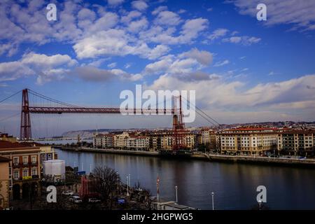 Le pont Vizcaya, Puente Colgante en espagnol, est un pont de transport situé à la périphérie de Bilbao.C'est un site classé au patrimoine mondial de l'UNESCO.Espagne. Banque D'Images