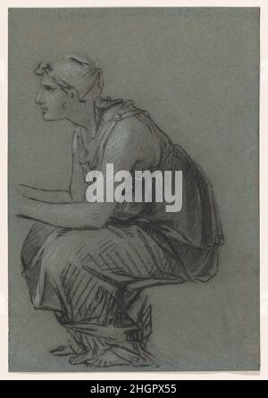 Étude pour l’infirmière d’Astyanax ca.1812 Pierre Paul Prud'hon ce dessin est une étude pour la peinture du met, Andromache et Astyanax, commencée par Prud'hon en 1813 comme commission pour l'impératrice Marie-Louise.Laissée incomplète à la mort de l’artiste en 1823, la toile sera complétée par son élève, Charles Boulanger de Boisfremont (1773-1838).Esquissée rapidement en craie noire et blanche sur papier bleu, l’étude dépeint l’infirmière d’Astyanax, qui, dans la peinture, se trouve au premier plan droit face à Andromache, ses bras étendus vers son quartier.Exécuté rapidement, avec des coups brusques et énergiques, il se mélange Banque D'Images