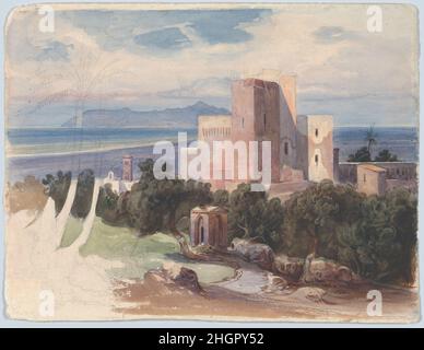 Vue sur Terracina avec le Mont Circeo (recto); vue sur le Campagna romain avec un aqueduc (verso) milieu du 19th siècle Carl von Blaas autrichien.Vue sur Terracina avec le Mont Circeo (recto); vue sur le Campagna romain avec un aqueduc (verso).Carl von Blaas (autrichien, Nauders (Tyrol) 1815–1894 Vienne). Mi-19th siècle.Aquarelle, graphite.Mises en plan Banque D'Images