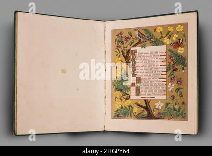 Chansons de Shakespeare 1865 Harriette Charlotte Hoskyns Abrahall British une page de ce livre illustré est consacrée à une chanson de A Midsummer Night’s Dream (acte 2, scène 2) croonée par les serviteurs de fées de Titania pour endormir leur reine.Les hérissons, les serpents tachetés, les newts et les araignées, que le texte demande tous de garder leur distance, apparaissent dans la bordure élaborée, où la lithographie de couleur reproduit les effets brillants de l'illumination manuscrite.Marié à un ministre anglican, Abrahall a conçu ce livre en passant d'un poste à l'Oxfordshire au pays de Galles.Chansons de milk-shakes Banque D'Images