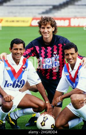 Archives 90ies : Club de football de Lyon, Olympique Lyonnais (OL), Lyon, France Banque D'Images