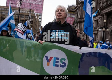 Glasgow, Royaume-Uni.Rassemblement pro-écossais sur l’indépendance et le « Sack (Boris) Johnson », organisé par All Under One Banner, à Glasgow, Écosse, 22 janvier 2022.Credit: Jeremy Sutton-Hibbert/ Alamy Live News. Banque D'Images