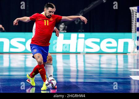 GRONINGEN, PAYS-BAS - JANVIER 22 : Chino d'Espagne pendant le match du Futsal des hommes Euro 2022 Groupe D entre l'Espagne et la Bosnie-Herzégovine au Martiniplaza le 22 janvier 2022 à Groningen, pays-Bas (photo d'Andre Weening/Orange Pictures) Banque D'Images