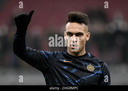 Lautaro Martinez de FC Internazionale gestes pendant la série italienne Un match de football de championnat FC Internazionale vs Venezia FC au stade San Siro de Milan, Italie Banque D'Images