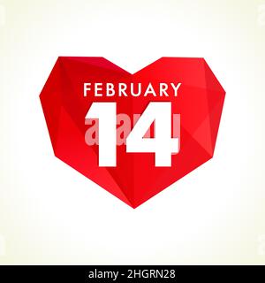 Concept de carte de vœux pour la Saint-Valentin.Icône en forme de coeur rouge style 3D en vitrail.Idée de bouton Internet.Desi graphique abstrait isolé Illustration de Vecteur
