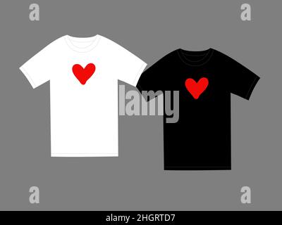 Motif graphique pour t-shirt avec de jolies affiches. Illustration coeurs. Vêtements de fête de la Saint-Valentin. Concept de t-shirt imprimé, couleurs noir et blanc pour Illustration de Vecteur