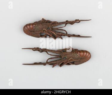 Paire d'ornements Sword-Grip (Menuki) le Menuki japonais du 18th siècle est une paire de garnitures d'épée ornementales attachées de part et d'autre d'un hile d'épée.Paire d'ornements Sword-Grip (Menuki).Japonais.18th siècle.Cuivre, alliage cuivre-or (shakud?).Mobilier d'épée-Menuki Banque D'Images