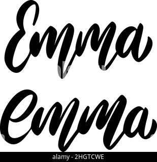 Emma.Phrase de lettrage sur fond blanc.Élément design pour carte de vœux, t-shirt, affiche.Illustration vectorielle, Emma.Phrase lettrage sur ba blanc Illustration de Vecteur