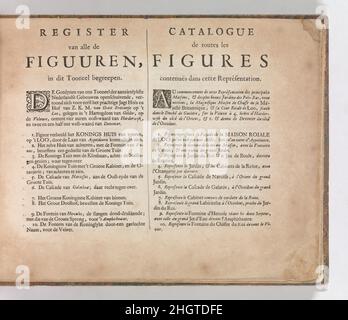 Index des plaques du 'Tooneel Der Voornaamste Nederlands Huizen, en Lust Hoven, naar T Leven Afgebeeld' n.d.Carel Allard.Index des plaques de la 'Tooneel Der Voornaamste Nederlands Huizen, en Lust Hoven, naar T Leven Afgebeeld'. n.d..Typographie.Carel Allard (néerlandais, Amsterdam 1648–ca.1709 Amsterdam) Banque D'Images