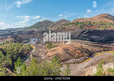 Dans la province de Huelva en Espagne, le paysage du Rio Tinto est célèbre pour sa mine d'exploitation des minéraux Banque D'Images