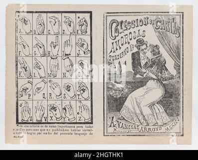 Couverture pour 'Coleccion de Cartas Amorosas Cuaderno No. 4', un couple embrassant et embrassant ca.1900 José Guadalupe Posada.Couverture pour 'Coleccion de Cartas Amorosas Cuaderno No. 4', un couple embrassant et embrassant.José Guadalupe Posada (mexicain, 1851–1913). Env.1900. Photo-relief et typographie sur papier beige.Antonio Vanegas Arroyo (1850–1917, cuisine mexicaine).Imprime Banque D'Images