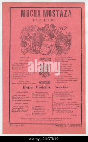 Grand-plan avec des chansons pour une danse en deux étapes (paso doble), un homme et une femme parlant tandis que les couples élégamment habillés dansent en arrière-plan ca.1918 (publié) José Guadalupe Posada.Un grand-folio avec des chansons pour une danse en deux étapes (paso doble), un homme et une femme parlant tandis que les couples élégamment habillés dansent en arrière-plan.José Guadalupe Posada (mexicain, 1851–1913). Env.1918 (publié).Photo-relief et typographie sur papier rose.Antonio Vanegas Arroyo (1850–1917, cuisine mexicaine).Imprime Banque D'Images