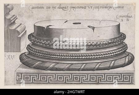 Spéculum Romanae Magnificatiae : base corinthienne 1528 Agostino Veneziano (Agostino dei Musi) Italien cet imprimé provient de la copie du musée du spéculum Romanae Magnificatiae (le miroir de la magnificence romaine) le spéculum a trouvé son origine dans les activités de publication d'Antonio Salamanque et d'Antonio Ladreri.Au cours de leur carrière dans l'édition romaine, les deux éditeurs étrangers - qui ont travaillé ensemble entre 1553 et 1563 - ont lancé la production de tirages d'œuvres d'art, d'architecture et de vues de ville liées à Rome antique et moderne.Les tirages pourraient être achetés individuellement par les touristes a Banque D'Images