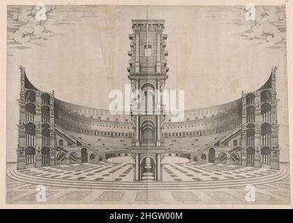 Spéculum Romanae Magnificatiae : reconstruction intérieure du Colisée 16th siècle Anonyme cette impression provient de la copie du musée du Speculum Romanae Magnificatiae (le miroir de la magnificence romaine) le Speculum a trouvé son origine dans les activités d’édition d’Antonio Salamanca et d’Antonio Ladreri.Au cours de leur carrière dans l'édition romaine, les deux éditeurs étrangers - qui ont travaillé ensemble entre 1553 et 1563 - ont lancé la production de tirages d'œuvres d'art, d'architecture et de vues de ville liées à Rome antique et moderne.Les tirages pourraient être achetés individuellement par les touristes et c Banque D'Images