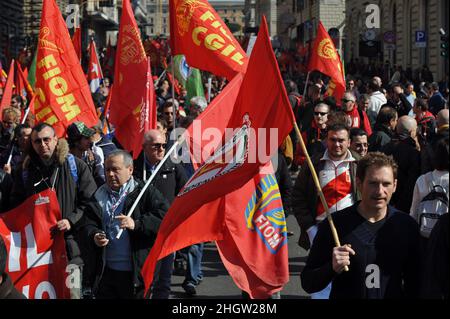 Rome, Italie 09/03/2012: Grève générale, manifestation des sidérurgistes FIOM CGIL.©Andrea Sabbadini Banque D'Images