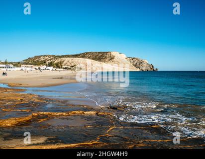 Praia da Luz, Algarve, Portugal, belle plage dans le village de pêcheurs de Luz, populaire pour son superbe endroit de surf Banque D'Images
