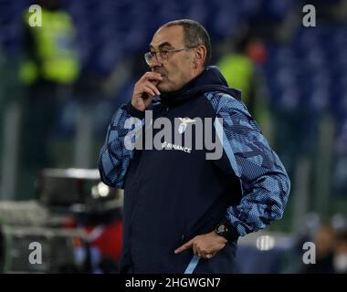 22nd janvier 2022: Stadio Olimpico, Rome, Italie; Italien Serie A football, SS Lazio contre Atalanta; Maurizio Sarri entraîneur du Latium Banque D'Images